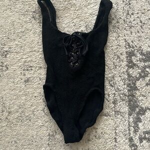 Hunza G black swim suit, one size